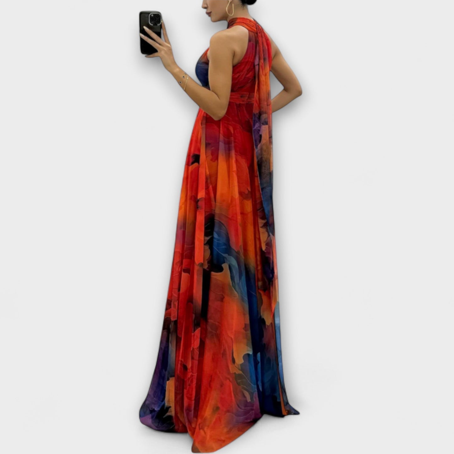 Isalie – Chiffon Maxi Dress with Floral Pattern