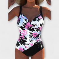 White (Pink and Black Leaf Print)
