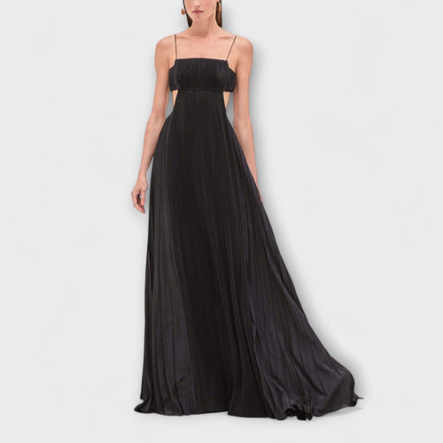 Mireille - Stylish Pleated Cutout Flowing Maxi Dress