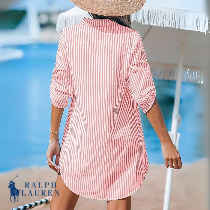 R. Ꮮаᴜгеn Classic Striped Shirt Dress