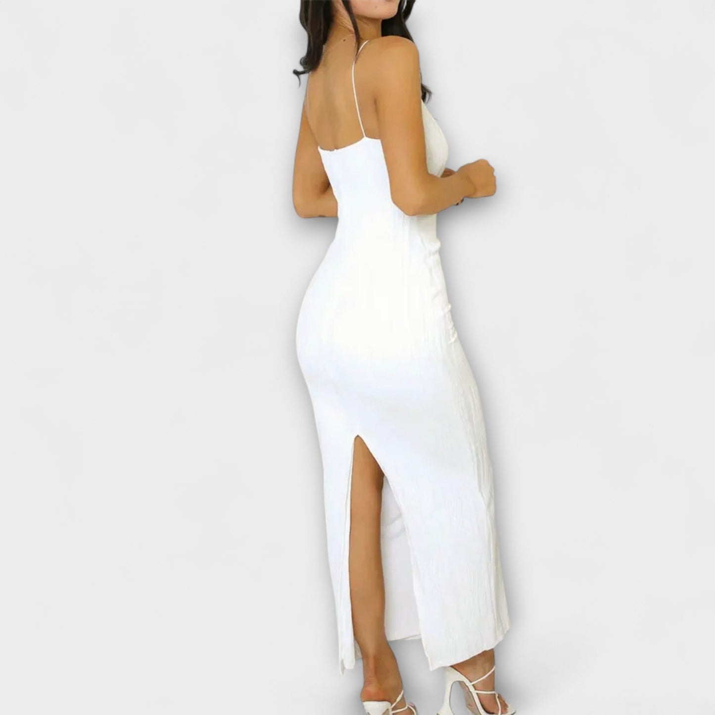 Chic sleeveless gathered long dress