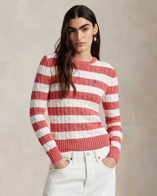 Suéter Ralph Lauren | Listrado com Tricô Trançado