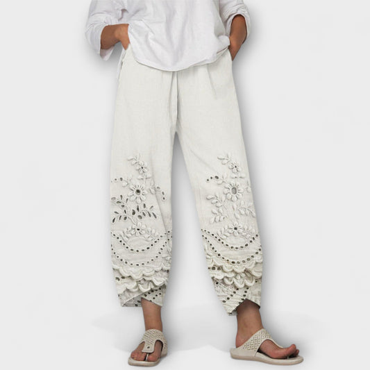 Chloe – Elegant Printed Lace Pants
