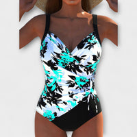 White (Blue with Black Leaf Print)